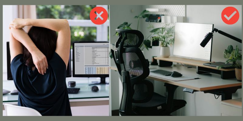 The correct and incorrect ergonomic desk and chair set-up